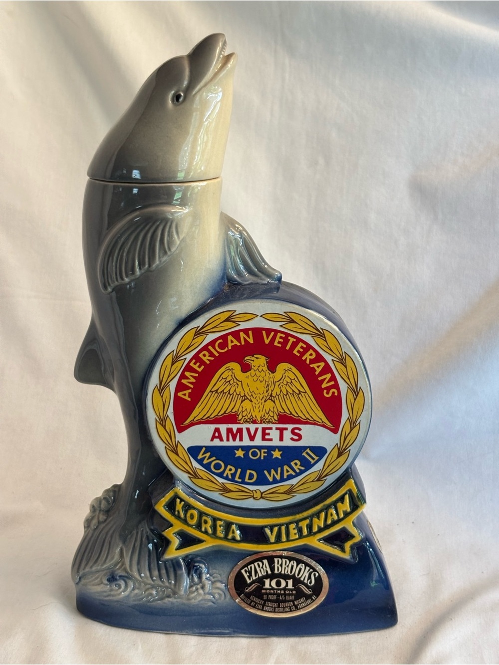 1974 Ezra Brooks American Veterans Of WWII Korea Vietnam Decanter Hollywood Fl